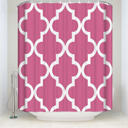 Rideau De Douche Geometrique Rose