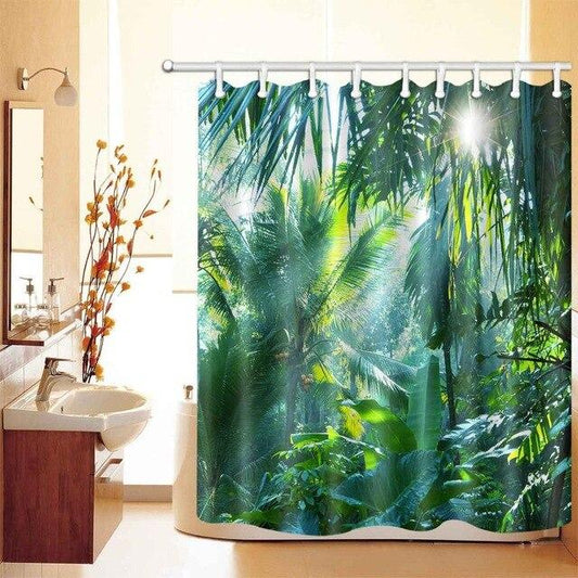 Rideau De Douche Motif Tropical