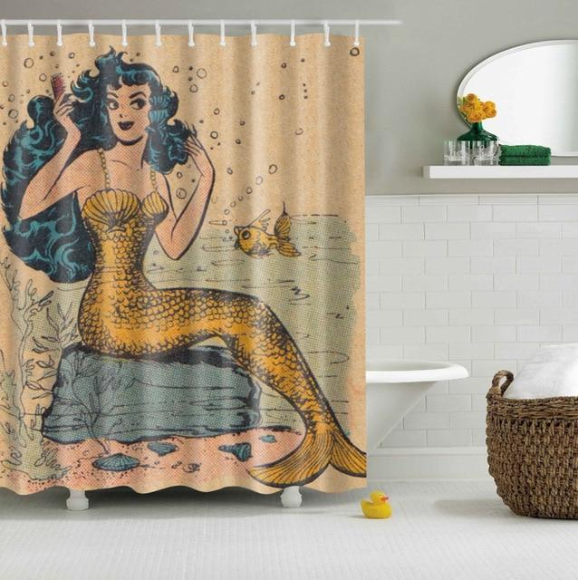 Rideau De Douche Sirène Doré