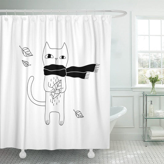 Rideau Douche Dessin De Chat